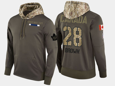 Nike Toronto Maple Leafs 28 Connor Brown Olive Salute To Service Pullover Hoodie