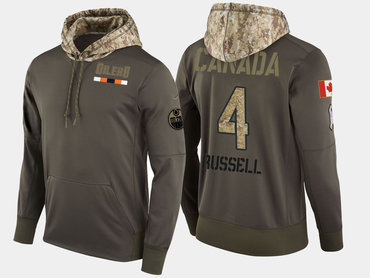 Nike Edmonton Oilers 4 Kris Russell Olive Salute To Service Pullover Hoodie