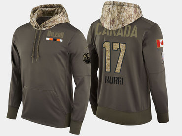 Nike Edmonton Oilers 17 Jari Kurri Retired Olive Salute To Service Pullover Hoodie