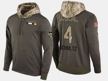 Nike Pittsburgh Penguins 4 Justin Schultz Olive Salute To Service Pullover Hoodie