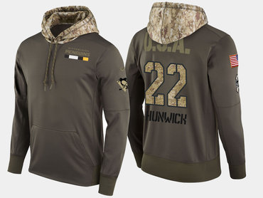 Nike Pittsburgh Penguins 22 Matt Hunwick Olive Salute To Service Pullover Hoodie