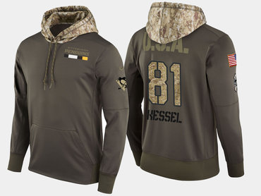 Nike Pittsburgh Penguins 81 Phil Kessel Olive Salute To Service Pullover Hoodie