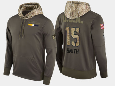 Nike Nashville Predators 15 Craig Smith Olive Salute To Service Pullover Hoodie