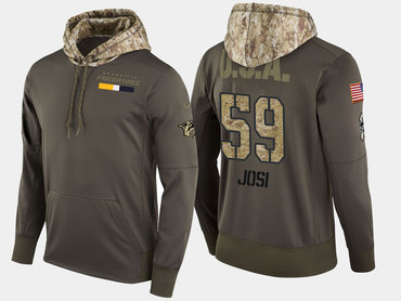 Nike Nashville Predators 59 Roman Josi Olive Salute To Service Pullover Hoodie