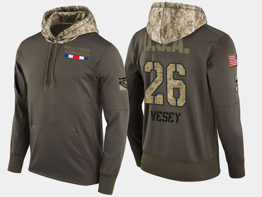 Nike New York Rangers 26 Jimmy Vesey Olive Salute To Service Pullover Hoodie