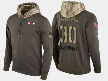 Nike New York Rangers 30 Henrik Lundqvist Olive Salute To Service Pullover Hoodie