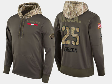 Nike Detroit Red Wings 25 Mike Green Olive Salute To Service Pullover Hoodie