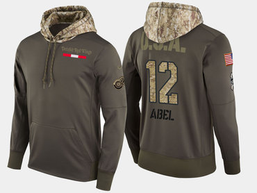 Nike Detroit Red Wings 12 Sid Abel Retired Olive Salute To Service Pullover Hoodie