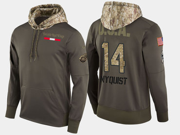 Nike Detroit Red Wings 14 Gustav Nyquist Olive Salute To Service Pullover Hoodie