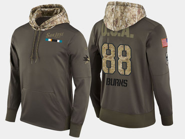 Nike San Jose Sharks 88 Brent Burns Olive Salute To Service Pullover Hoodie