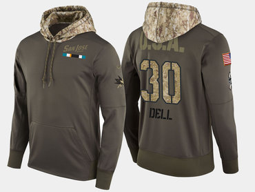 Nike San Jose Sharks 30 Aaron Dell Olive Salute To Service Pullover Hoodie