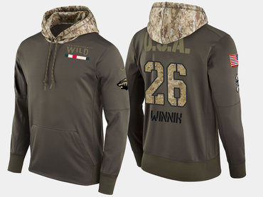 Nike Minnesota Wild 26 Daniel Winnik Olive Salute To Service Pullover Hoodie