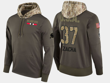 Nike New Jersey Devils 37 Pavel Zacha Olive Salute To Service Pullover Hoodie