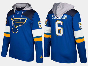 Adidas St. Louis Blues 6 Joel Edmundson Name And Number Blue Hoodie