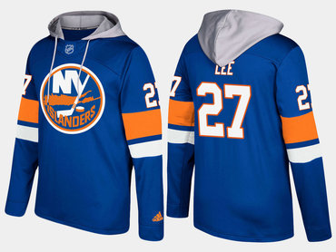 Adidas New York Islanders 27 Anders Lee Name And Number Blue Hoodie