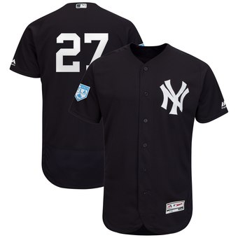 Men's New York Yankees 27 Giancarlo Stanton Majestic Navy 2019 Spring Training Flex Base Player Jersey