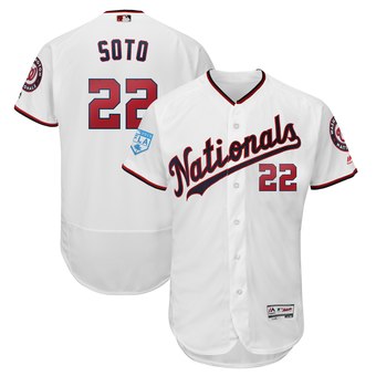 Men's Washington Nationals 22 Juan Soto Majestic White 2019 Spring Training Flex Base Player Jersey