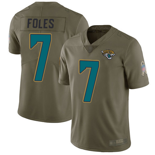 Men's Jacksonville Jaguars #7 Nick Foles Olive Stitched Football Limited 2017 Salute to Service Jersey