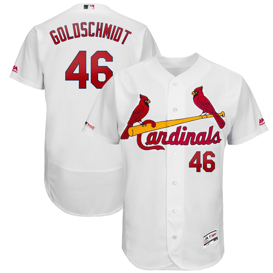 Men's St. Louis Cardinals 46 Paul Goldschmidt White 150th Patch Flexbase Jersey