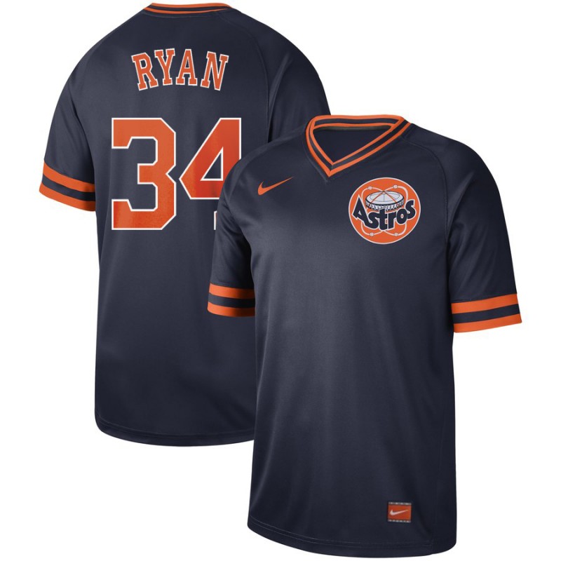 Men's Houston Astros 34 Nolan Ryan Navy Throwback Jersey