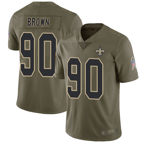 Men's New Orleans Saints #90 Malcom Brown Olive Men's Stitched Football Limited 2017 Salute To Service Jersey