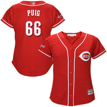 Reds #66 Yasiel Puig Red Alternate Women's Stitched Baseball Jersey