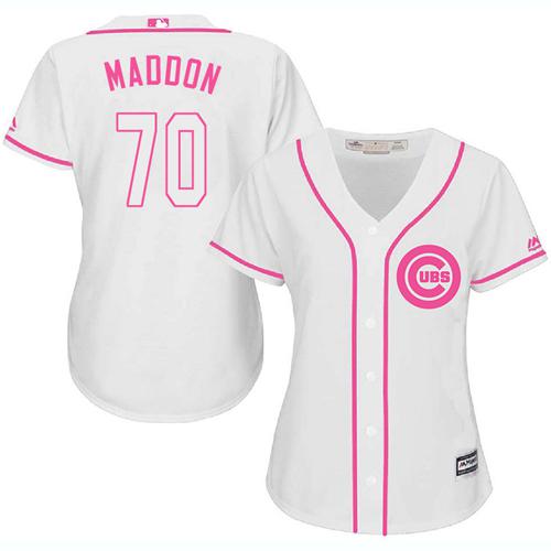 Cubs #70 Joe Maddon White Pink Fashion Women's Stitched Baseball Jersey