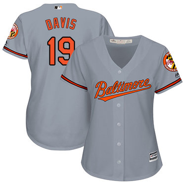 Orioles #19 Chris Davis Grey Road Women's Stitched Baseball Jersey