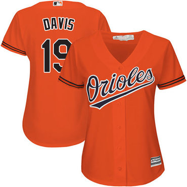 Orioles #19 Chris Davis Orange Alternate Women's Stitched Baseball Jersey