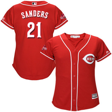 Reds #21 Reggie Sanders Red Alternate Women's Stitched Baseball Jersey