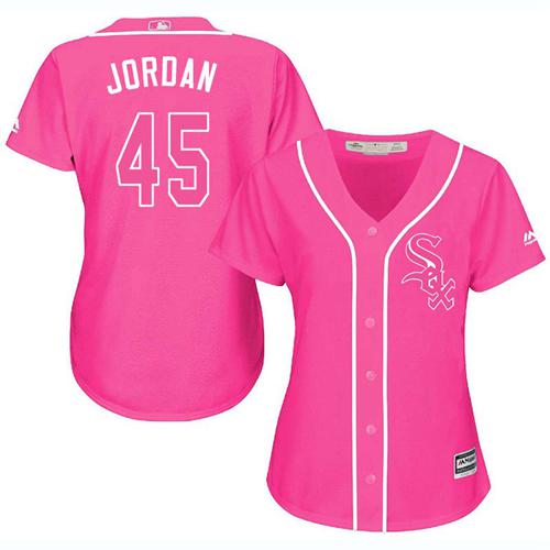 White Sox #45 Michael Jordan Pink Fashion Women's Stitched Baseball Jersey