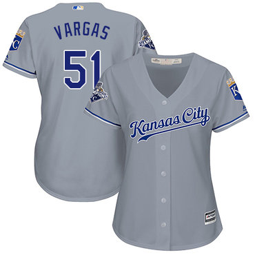 Royals #51 Jason Vargas Grey Road Women's Stitched Baseball Jersey