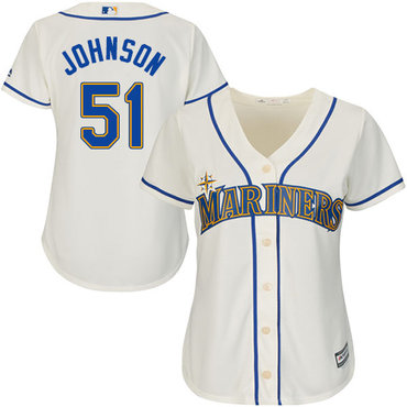 Mariners #51 Randy Johnson Cream Alternate Women's Stitched Baseball Jersey