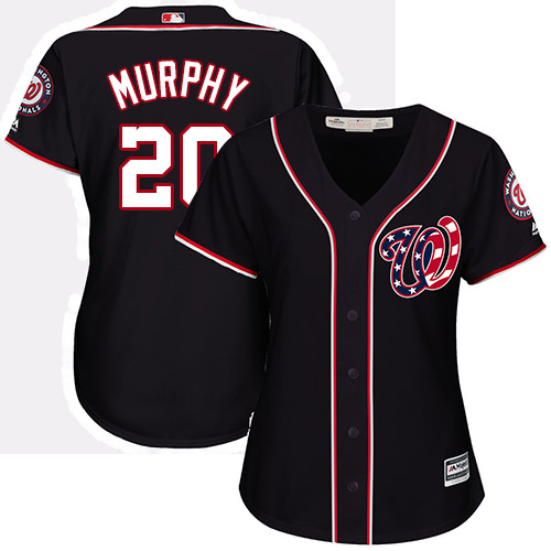 Nationals #20 Daniel Murphy Navy Blue Alternate Women's Stitched Baseball Jersey