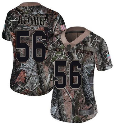 49ers #56 Kwon Alexander Camo Women's Stitched Football Limited Rush Realtree Jersey