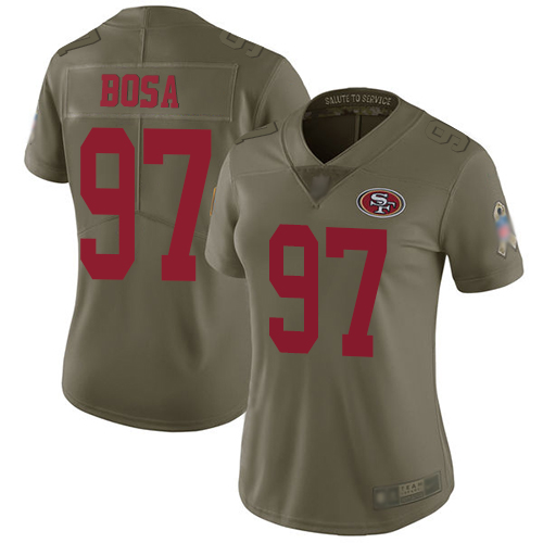 49ers #97 Nick Bosa Olive Women's Stitched Football Limited 2017 Salute to Service Jersey