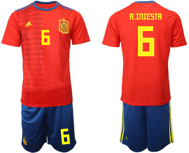 2019-20 Spain 6 A. INIESTA Home Soccer Jersey