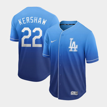 Men's Los Angeles Dodgers 22 Clayton Kershaw Blue Drift Fashion Jersey