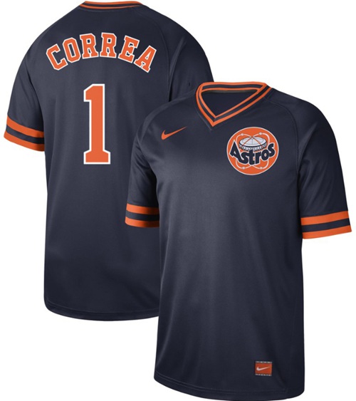 Astros #1 Carlos Correa Navy Authentic Cooperstown Collection Stitched Baseball Jersey