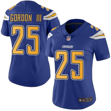 Chargers #25 Melvin Gordon III Electric Blue Women's Stitched Football Limited Rush Jersey