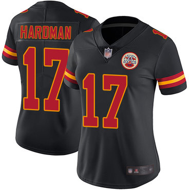 Chiefs #17 Mecole Hardman Black Women's Stitched Football Limited Rush Jersey