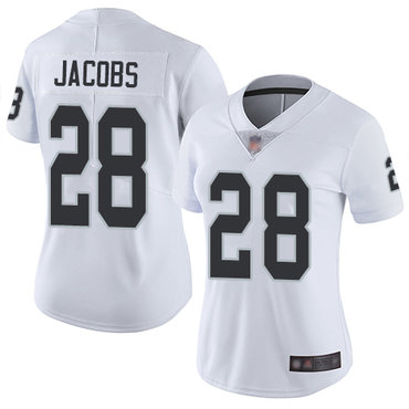 Raiders #28 Josh Jacobs White Women's Stitched Football Vapor Untouchable Limited Jersey