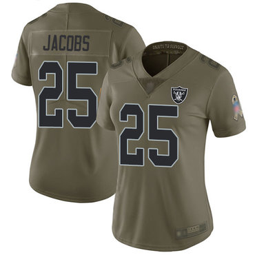 Raiders #25 Josh Jacobs Olive Women's Stitched Football Limited 2017 Salute to Service Jersey