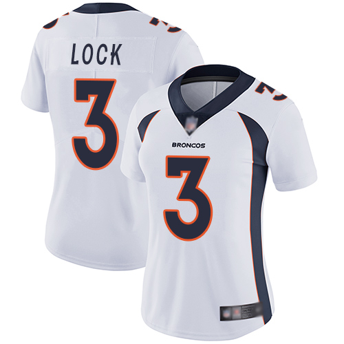 Broncos #3 Drew Lock White Women's Stitched Football Vapor Untouchable Limited Jersey