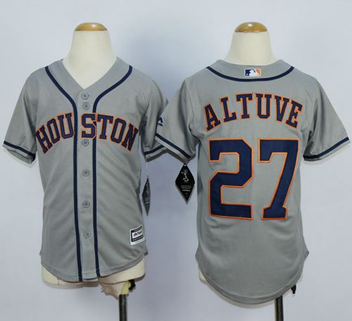 Astros #27 Jose Altuve Grey Cool Base Stitched Youth Baseball Jersey