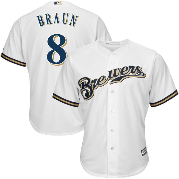 Brewers #8 Ryan Braun White Cool Base Stitched Youth Baseball Jersey