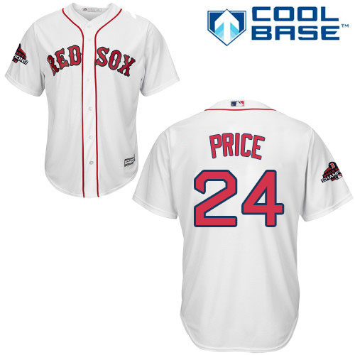 Red Sox #24 David Price White Cool Base 2018 World Series Champions Stitched Youth Baseball Jersey