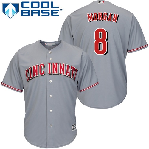 Reds #8 Joe Morgan Grey Cool Base Stitched Youth Baseball Jersey