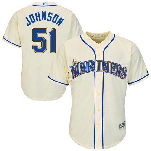 Mariners #51 Randy Johnson Cream Cool Base Stitched Youth Baseball Jersey