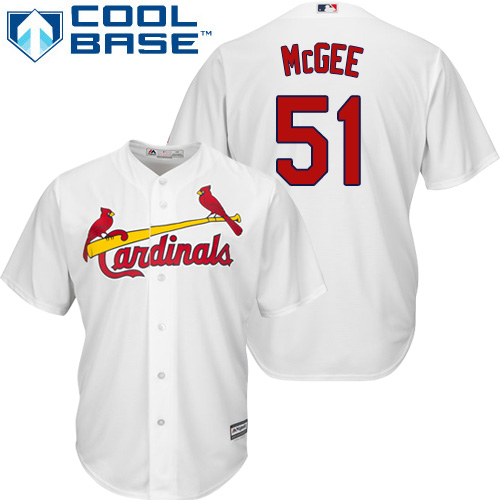 Cardinals #51 Willie McGee White Cool Base Stitched Youth Baseball Jersey